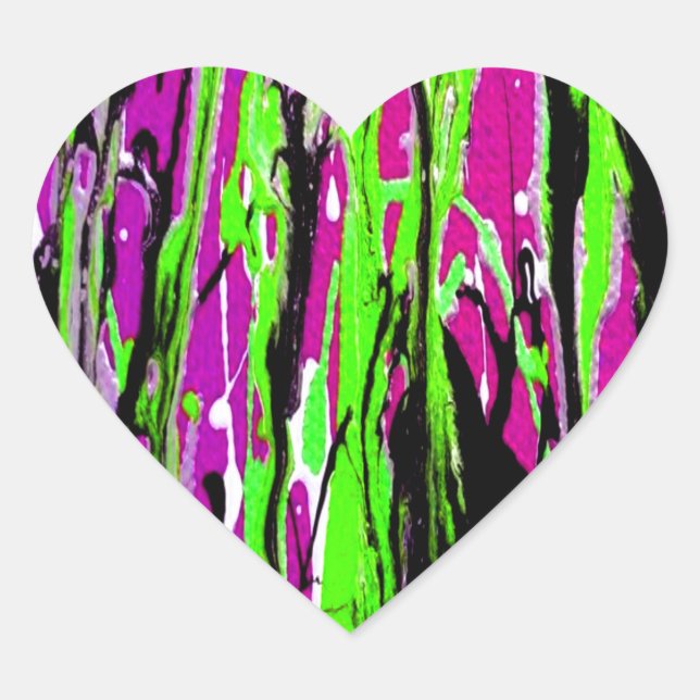 Sticker Cœur Peinture Neon Paint Purple Vert et Noir (Devant)