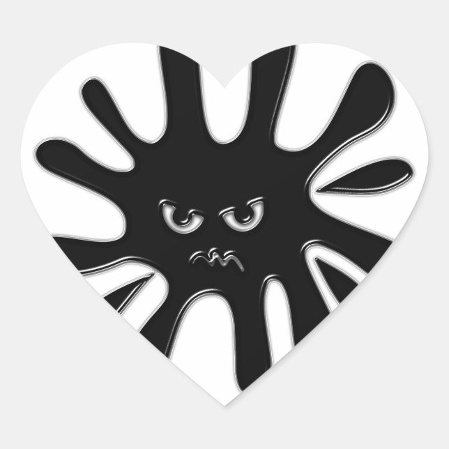 Sticker Cœur Peinture noire en colère (Devant)