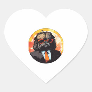 Sticker Cœur Pekingese Chien d'affaires