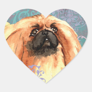 Sticker Cœur Pekingese élégant