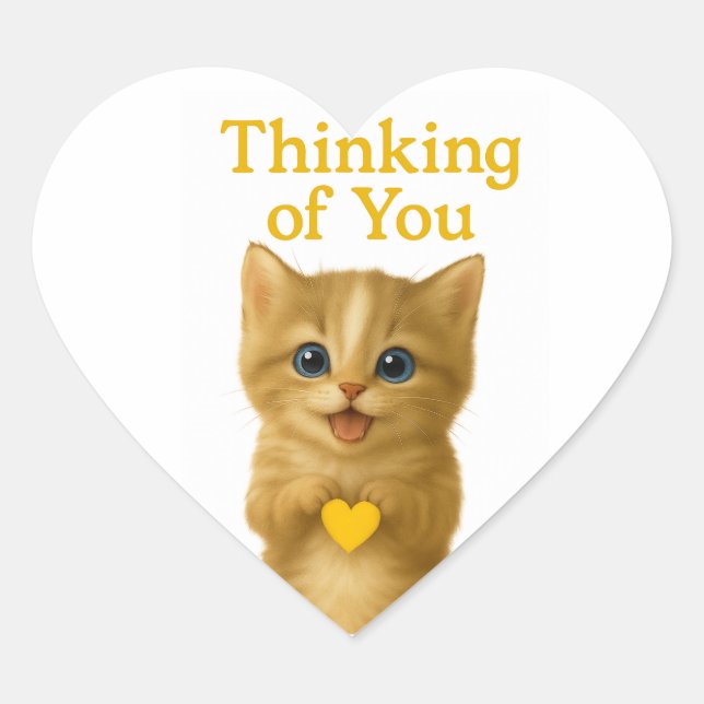 Sticker Cœur Pensée mignonne de vous chaton - Chat Fluffy (Devant)