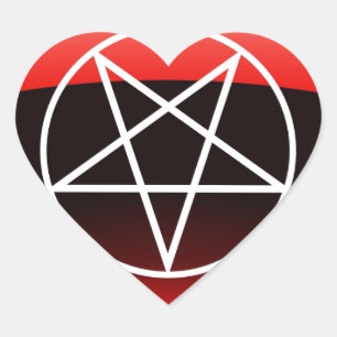 Sticker Cœur Pentacle rouge