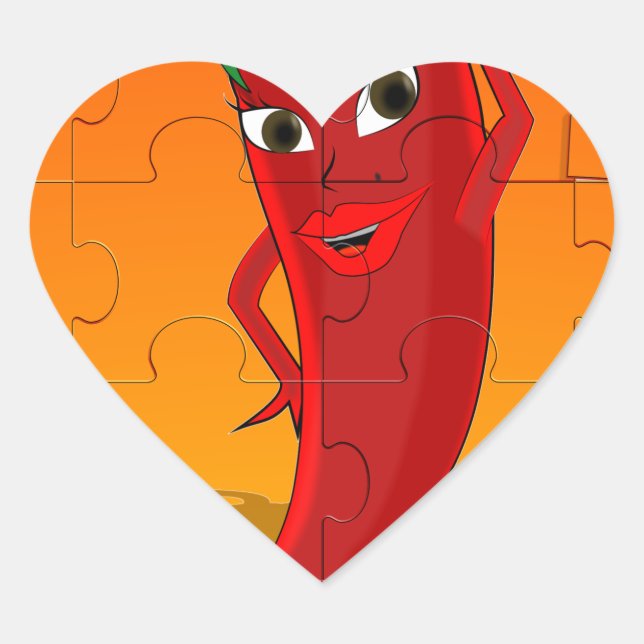 Sticker Cœur Pepper Rouge Diva Puzzle (Devant)