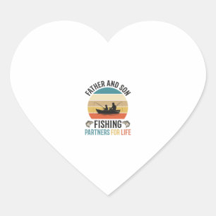 Sticker Cœur Père et Fils Pêche Partenaires pour la Vie Design_