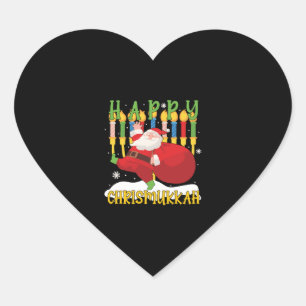 Sticker Cœur Père Noël Happy Chrismukkah Funny Hanoukka Christm