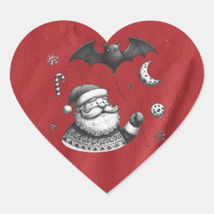 Sticker Cœur Père Noël Rouge