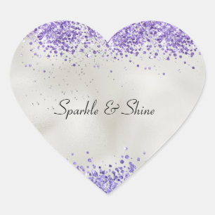 Sticker Cœur Perle violet étincelle d'argent