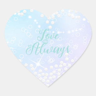 Sticker Cœur Perles bleu brillant rose
