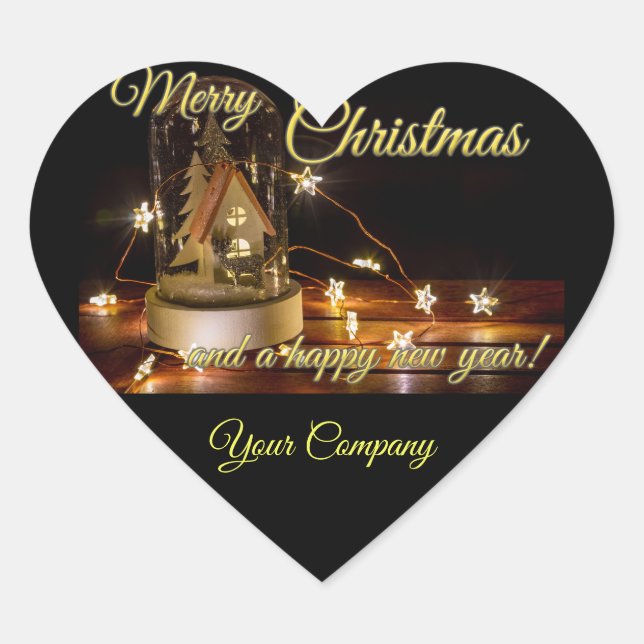 Sticker Cœur Personnalisable Joyeux Noël pour vos clients ! (Devant)