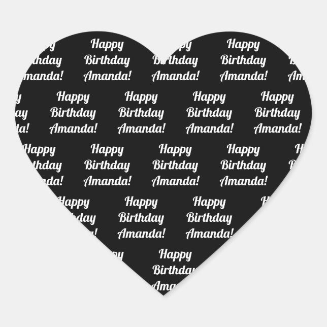 Sticker Cœur Personnalisable Joyeux Texte d'anniversaire | Noir (Devant)