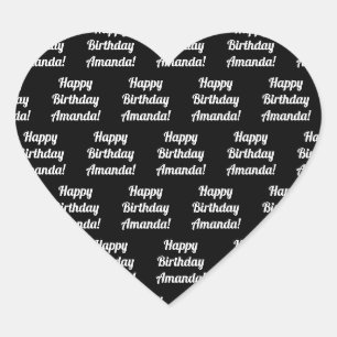 Sticker Cœur Personnalisable Joyeux Texte d'anniversaire   Noir