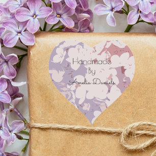 Sticker Cœur Personnalisé Boho Floral fait main