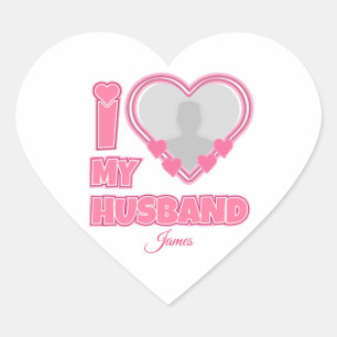 Sticker Cœur Personnalisé I Love My Wife - Ajouter Nom & Photo