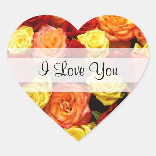Sticker Cœur Personnalisé "Je t'aime" Rose Jaune/Rouge/Orange (Devant)