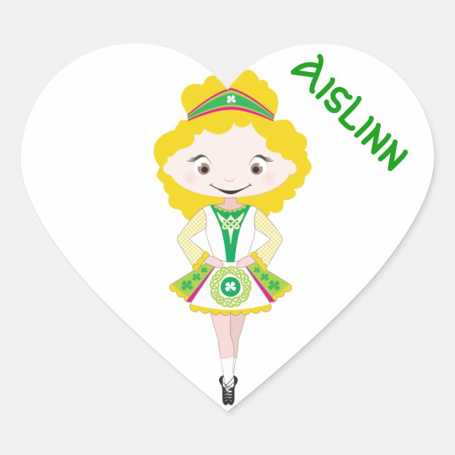 Sticker Cœur PERSONNALISER COEUR irish danseur danse cheveux bl (Devant)
