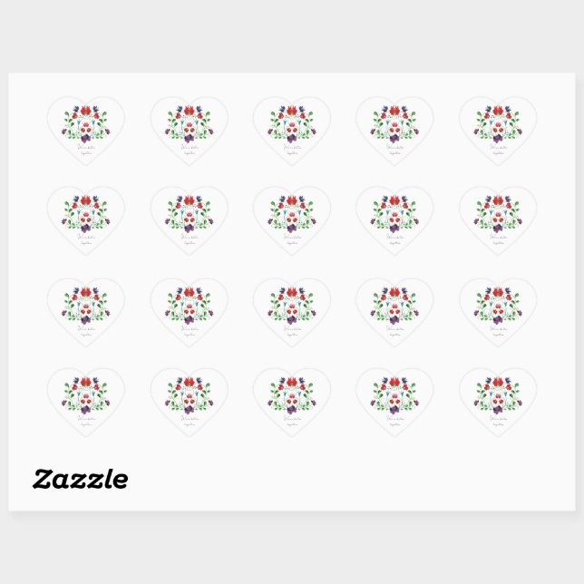Sticker Cœur Personnaliser le message d'amour floral (Feuille)