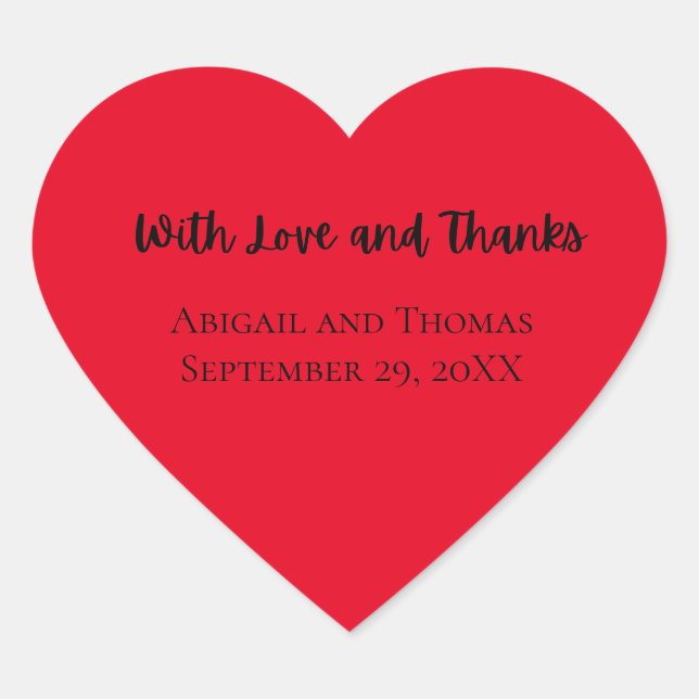 Sticker Cœur Personnalisez Avec amour et Merci Mariage Red Hear (Devant)