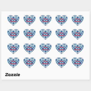 Sticker Cœur Personnalisez les chevalets JAUNE NOËL Bleu KNIT