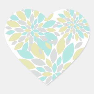 Sticker Cœur Pétales de fleurs de couleur pastel magique