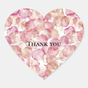 Sticker Cœur Pétales de rose rose romantique Fête de mariage fl