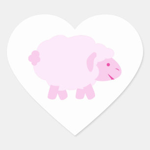 Sticker Cœur Petit agneau rose précieux
