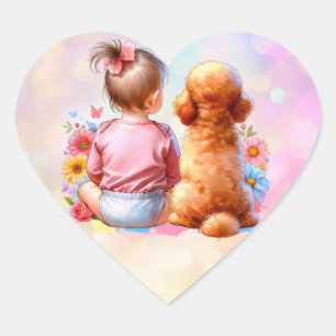 Sticker Cœur Petite fille et canicule d'abricot