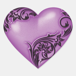 Sticker Cœur Phlox de défilement du coeur avec noir