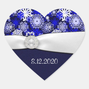 Sticker Cœur Phoques d'enveloppes de flocon bleu et blanc d'hiv