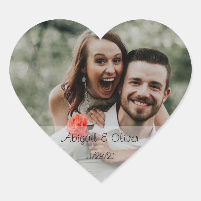 Sticker Cœur Photo de mariage personnalisée (Devant)