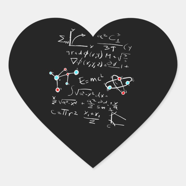 Sticker Cœur Physique Math Formule Enseignant Atomes et Mol (Devant)