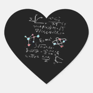 Sticker Cœur Physique Math Formule Professeur Atomes et Mol