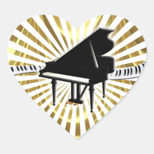 Sticker Cœur Piano à queue et clavier