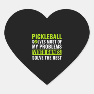 Sticker Cœur Pickleball et jeux vidéo Pickleball Citation drôle
