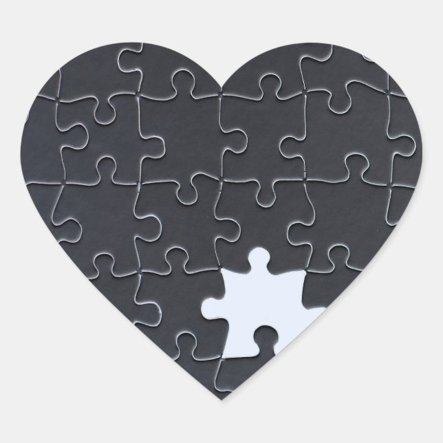 Sticker Cœur Pièce Jigsaw Puzzle manquante noir (Devant)