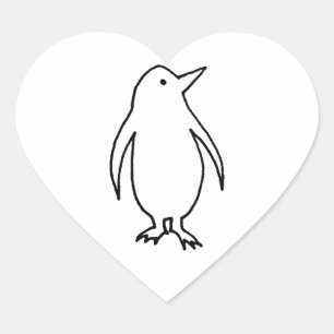 Sticker Cœur Pingouin art ligne d'origine dessin frais et simpl