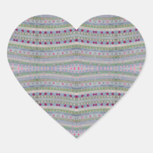 Sticker Cœur Pink and Green Pretty Hearts Motif