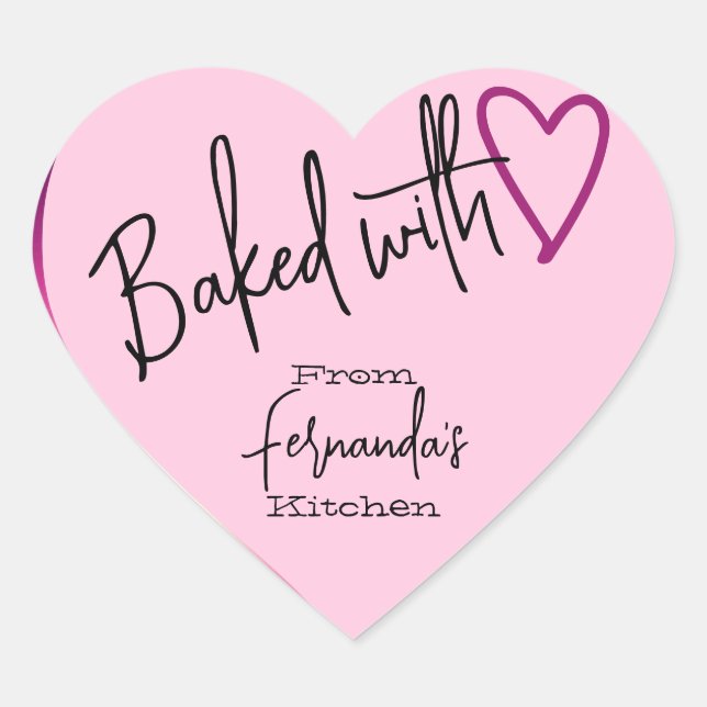 Sticker Cœur Pink Baked avec amour Cuisine de la (Devant)