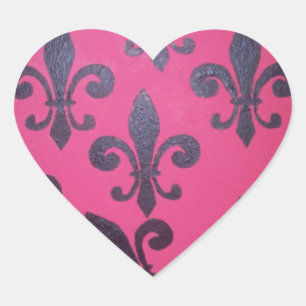 Sticker Cœur Pink Fleur De Lis
