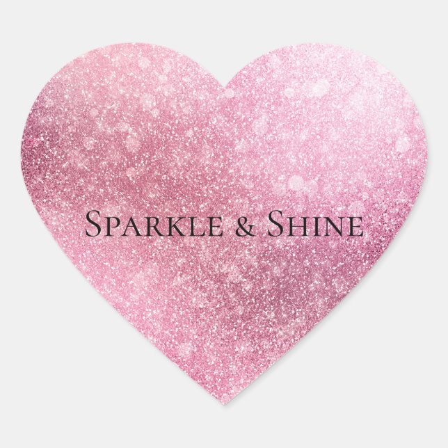 Sticker Cœur Pink Glitzy Sparkle personnalisé (Devant)