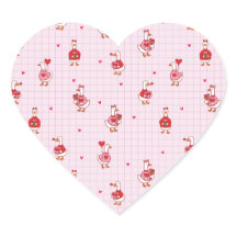 Pink Grid Cute Valentine Goose Pattern with Hearts