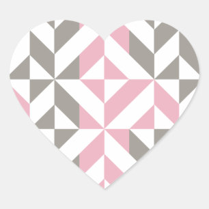 Sticker Cœur Pink Raspberry and Silver Geometric ZigZag