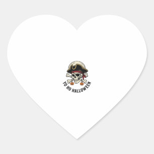 Sticker Cœur Pirate Crâne Halloween Gravure Vintage T-Shirt Bla