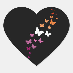 Sticker Cœur Piste papillon de la fierté lesbienne