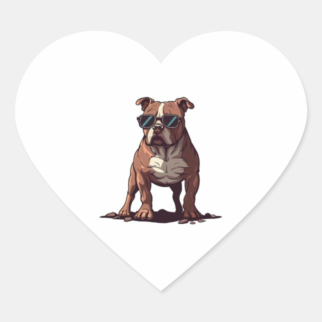 Sticker Cœur Pitbull L'Agent Secret Service (Devant)