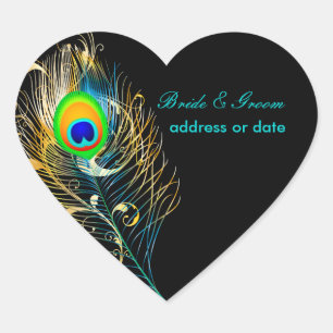 Sticker Cœur PixDezines Pizzazz Peacock Feather/do-it-yourself
