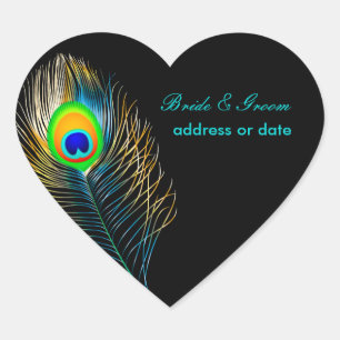 Sticker Cœur PixDezines Pizzazz Peacock Feather/do-it-yourself 