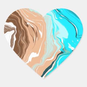 Sticker Cœur Plage Abstraite Fluid Art