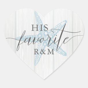 Sticker Cœur Plage Tropical Rustique Mariage Son Favori