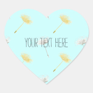 Sticker Cœur Plumes bleues Fleurs de Dandelion