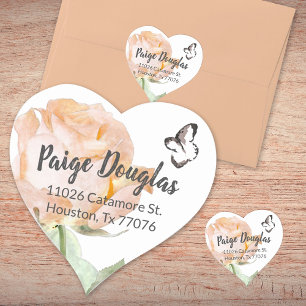 Sticker Cœur Poche Dusty Botanique Coeur En Forme D'Adresse Sce